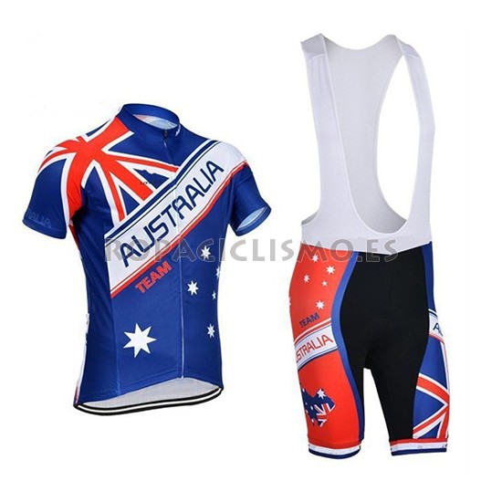 2018 Maillot Australia Tirantes Mangas Cortas Azul y Rojo